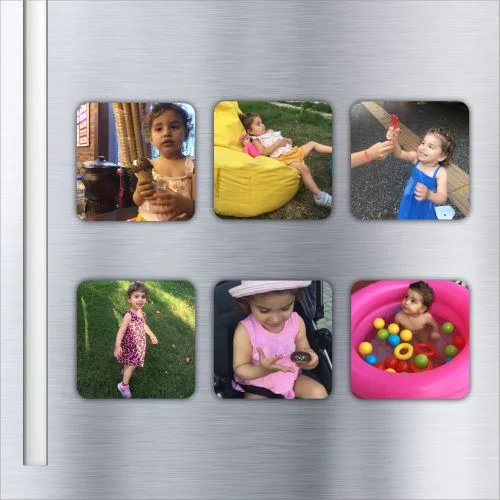 24 Adet 6x6 cm Ahşap Magnet